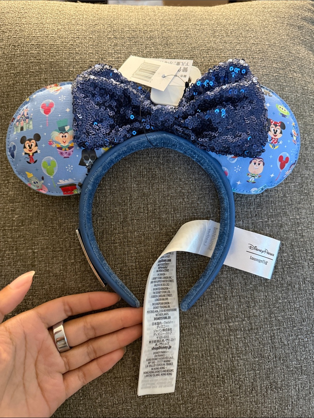 Loungefly Blue Disney Character Sequin Bow Ear Headband